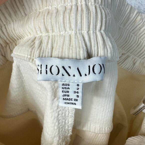 Shona Joy Pants Holly Drop Crotch Corduroy High Waist Straight Leg Cream White 2 - Picture 3 of 9